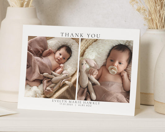 Simple New Baby Thank You Cards, Personalised Thank You Cards New Baby, Baby Photo Thank You Cards, Postcard Thankyou Cards, Thank You Notes
