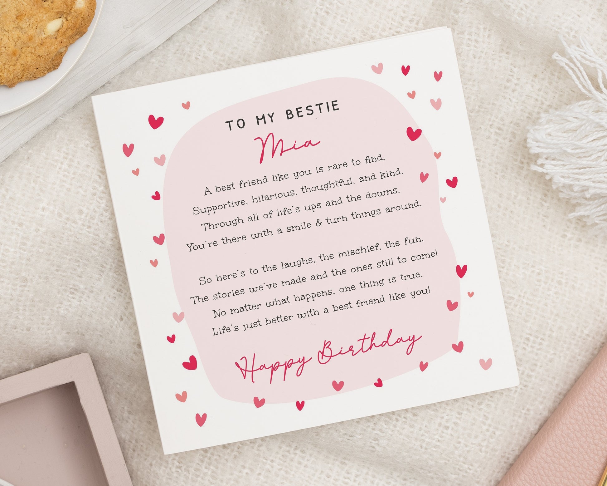 Birthday Card for Best Friend, Personalised Bestie Birthday Card, Birthday Card for Her, Cute Poem Birthday Card, Friendship Card
