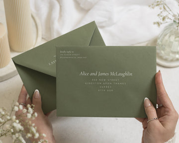 Sage Green Envelopes with White Ink Address Printing, C6, 5x7 or C5 Printed Wedding Invitation Envelopes (Sage)