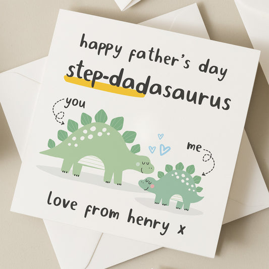 Fathers Day Card For Step Dad, Dinosaur Step Dad Fathers Day Gift, Bonus Dad Card, Step Father Gift For Fathers Day, Step Dad Gift