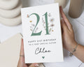 21st Birthday Card for Sister, Sister 21st Birthday Card, Personalised Birthday Card for Her, Floral 21st Birthday Cards