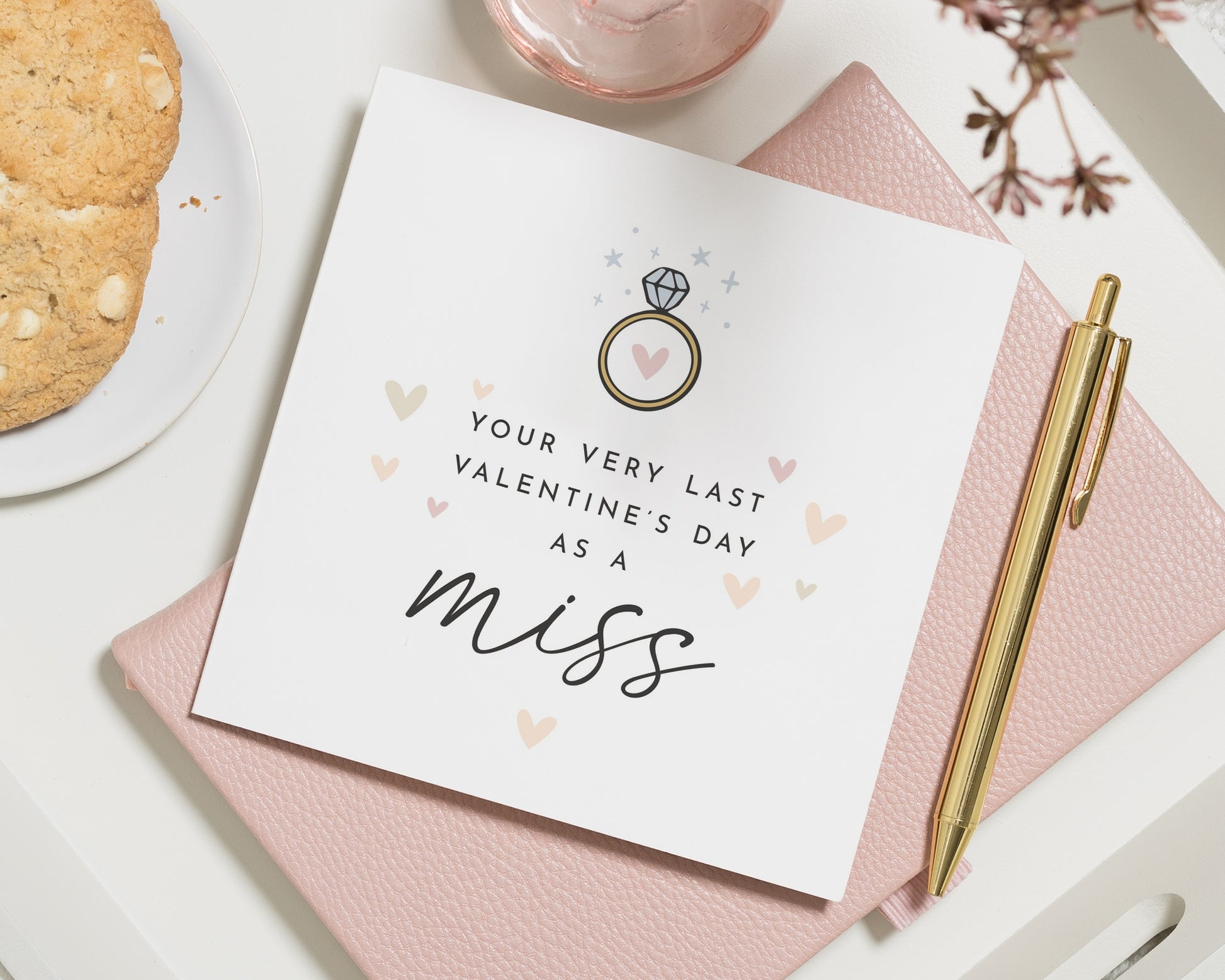 Valentines Day Card for Fiancée, Last Valentines as a Miss Card, Engagement Valentines Card, Personalised Valentines Card for Her