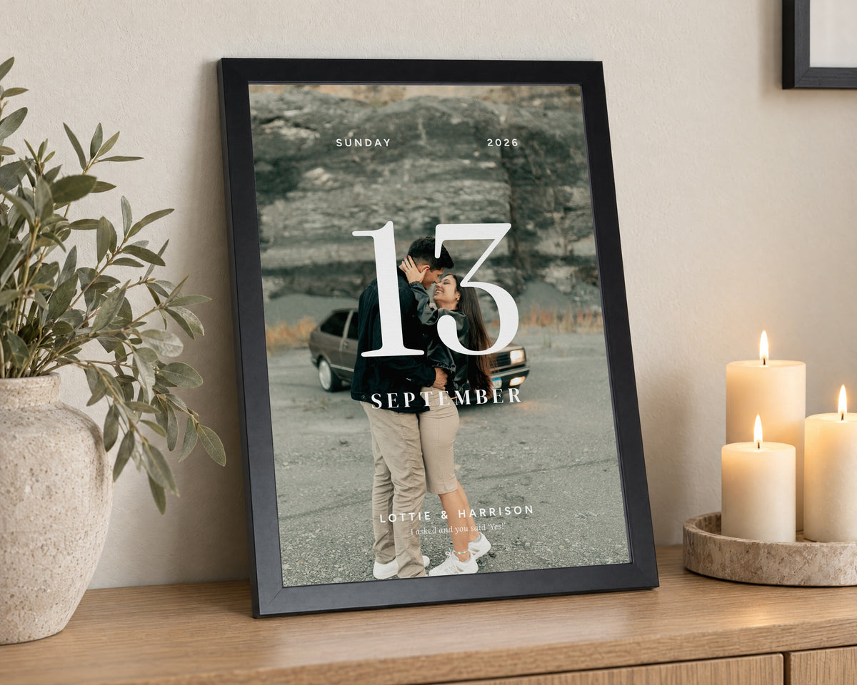 Personalised Print From Your Photo, Custom Couple Date Print, Engagement Gift, Proposal Gift, Anniversary Gift, Gift for Couple