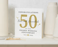 Golden Wedding Anniversary Card, 50th Anniversary Card for Nan and Grandad, Personalised Anniversary Card, Gold Effect Anniversary Card