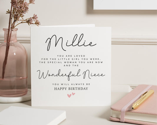 Birthday Card for Niece, Personalised Niece Birthday Card, Birthday Card for Her, Special Niece Birthday Card, Birthday Card for Girl
