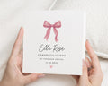 New Baby Card, Personalised Baby Girl Card, Congratulations Card, Baby Arrival Card, Custom Name Card, Pink Bow Card, Newborn Card