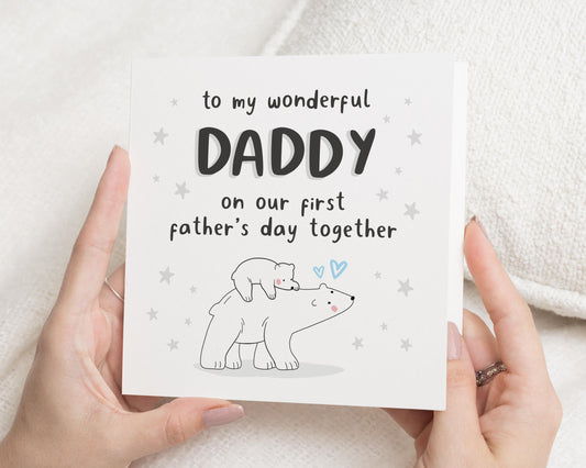 Fathers Day Card for Daddy, First Fathers Day Card, Daddy Bear Card, Fathers Day Card from Baby, Cute Polar Bear Card, Personalised Card