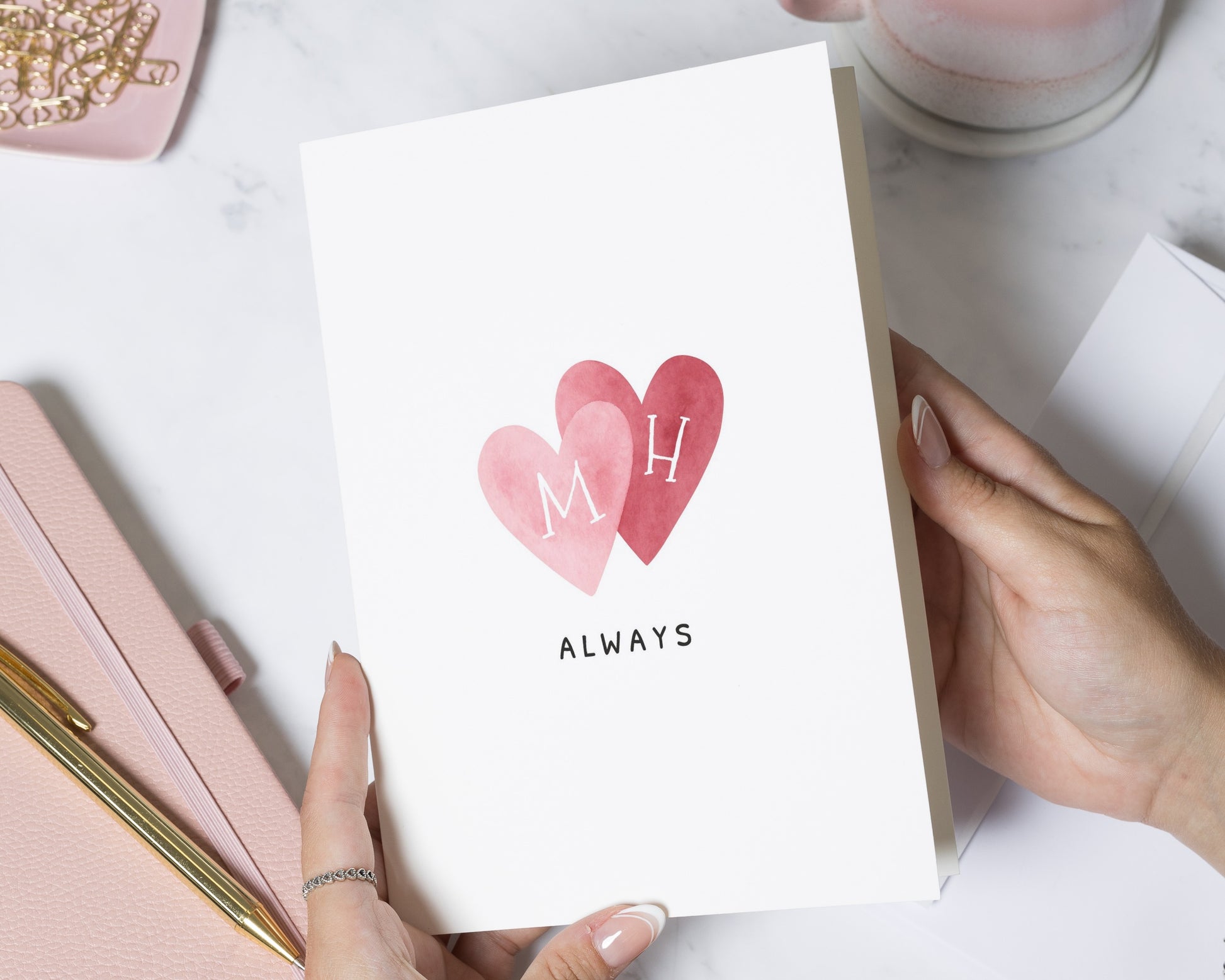 Personalised Anniversary Card, Valentines Day Card, Romantic Card for Husband Wife, Custom Initials Card, Wedding Card for Couple