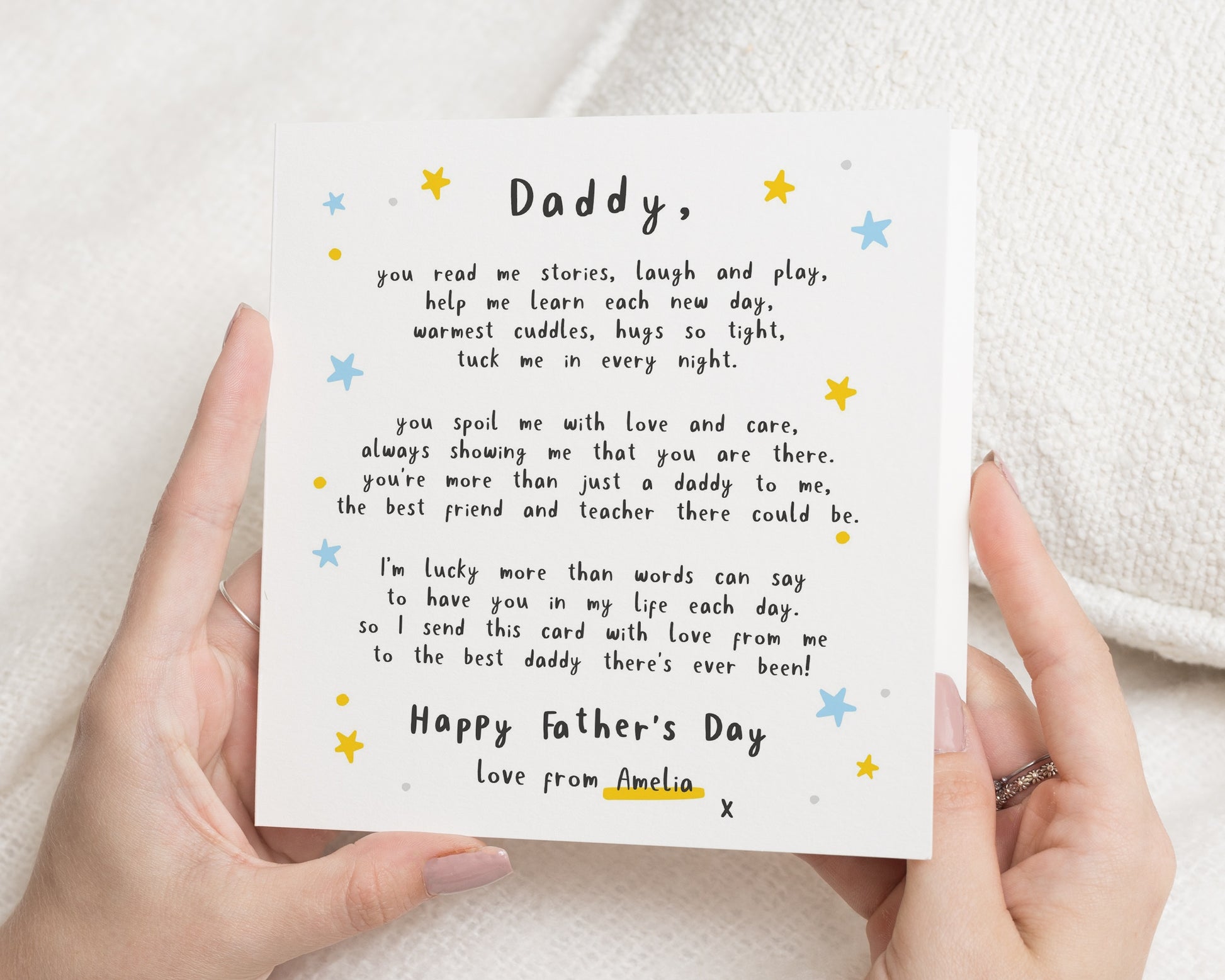 Father's Day Card From Child, Daddy Father's Day Card, Fathers Day Card From Daughter, Personalised Dad Card, Poem Card From Kids