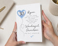 30th Birthday Card for Grandson, Personalised Birthday Card for Him, 30th Birthday Cards, Grandson Birthday Card, Blue Balloon Card