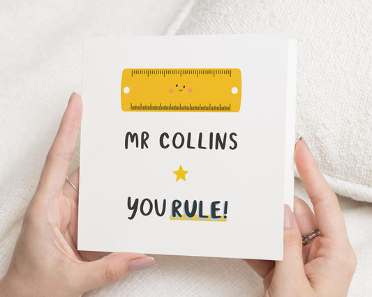 Teacher Thank You Card, Thank You Card for Teacher, You Rule Card, Personalised Teacher Card, End of Term Card, Cute Thank You Card