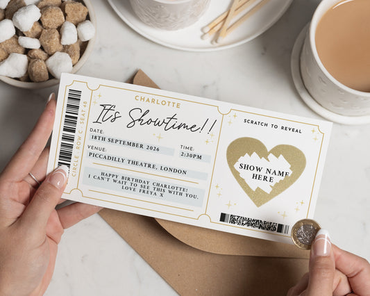 Personalised Theatre Ticket Gift, Scratch To Reveal Show, Birthday Gift For Her, Custom Experience Voucher