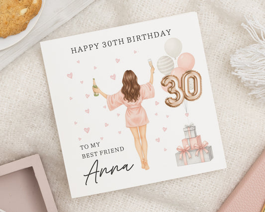 30th Birthday Card for Best Friend, Personalised Birthday Card for Her, 30th Birthday Card for Women, Cute Birthday Card
