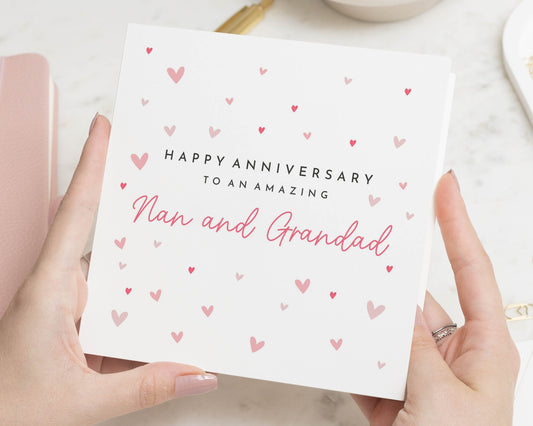 Anniversary Card for Nan and Grandad, Grandparents Anniversary Card, Grandad and Nan Card, Personalised Anniversary Card, Cute Hearts Card