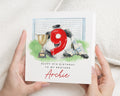 9th Birthday Card for Brother, Football Birthday Card, Personalised Card for Boy, Sports Birthday Card, Trophy Card for Son