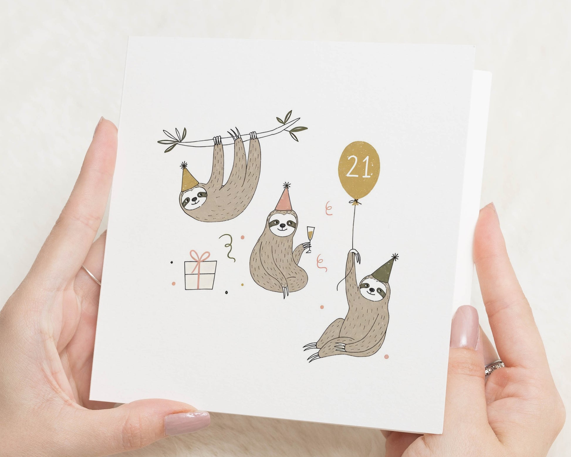 21st Birthday Card, Sloth Birthday Card, 21 Birthday Card, Cute Birthday Card, Birthday Card for Friend, Birthday Card for Her or Him
