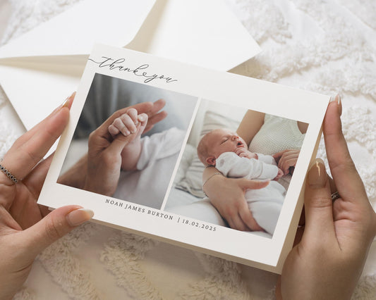 Baby Girl Announcement Card, Baby Boy Thankyou Cards, Baby Thank You Baptism Cards, New Born Thank You, Baby Thank You With Photos