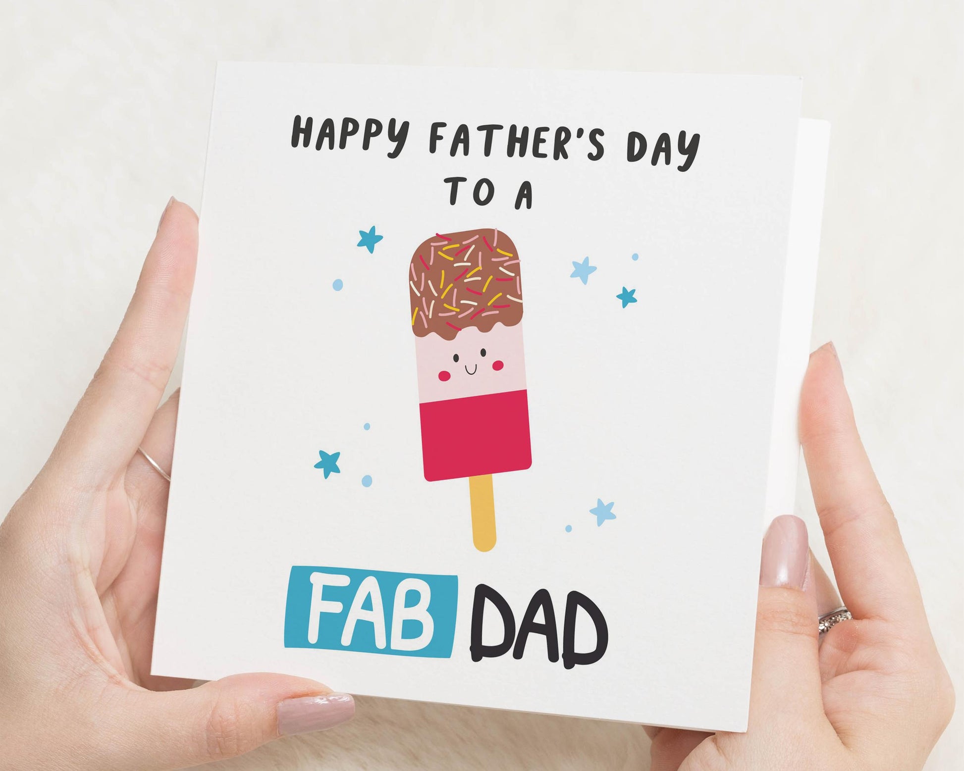 Fathers Day Card for Dad, Happy Fathers Day Card, Fab Dad Card, Cute Fathers Day Card, Ice Lolly Card, Card for Him