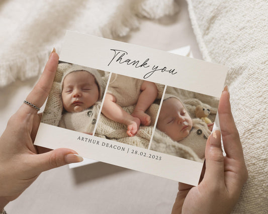 Baby Girl Photo Thank You Cards, Simple Baby Cards Thank You, Custom Thank You Cards Photo Baby Girl, Baby boy Postcard Thank You Note Card