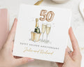 Golden Anniversary Card, 50th Wedding Anniversary Card, Personalised Anniversary Card, Champagne Anniversary Card, Custom Couple Card