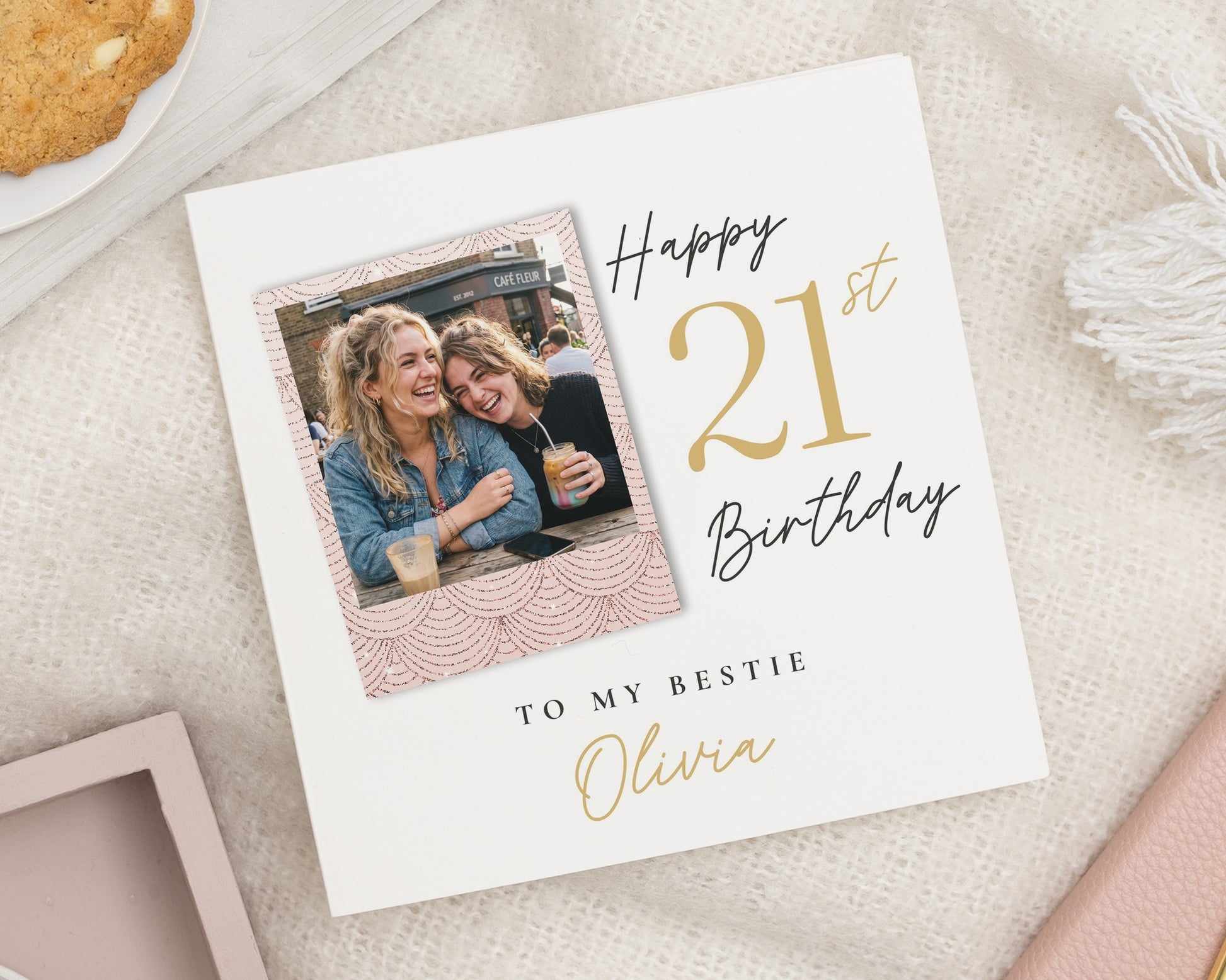 21st Birthday Card for Best Friend, Personalised 21st Birthday Card, Photo Birthday Card for Friend, Birthday Card for Her, Bestie Card