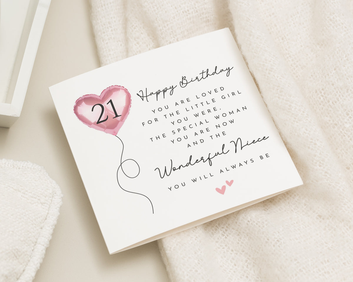 21st Birthday Card for Niece, Niece 21st Birthday Card, Birthday Card for Her, Special Niece Card, Personalised Birthday Card, Age 21 Card