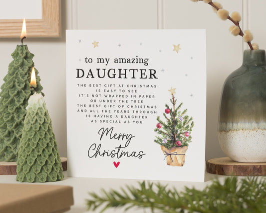 Christmas Card for Daughter, Daughter Christmas Card, Merry Christmas Card for Her, Personalised Christmas Card, Cute Xmas Card