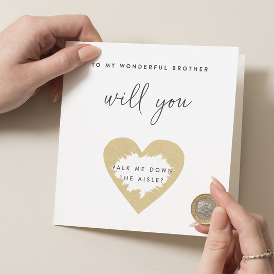 Will You Walk Me Down The Aisle, Scratch Off Wedding Proposal Card, Proposal Scratch Card, For Brother, Brother Gift, Proposal Card