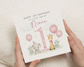 1st Birthday Card for Niece, First Birthday Card, Niece Birthday Card, Birthday Card for Girl, Personalised Safari Animal Card