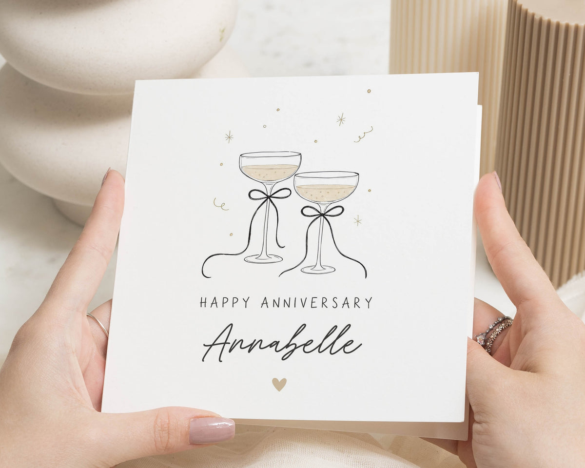 Personalised Anniversary Card, Anniversary Card for Wife, Anniversary Card for Her, Custom Anniversary Card, Champagne Anniversary Card