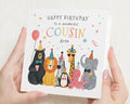 Birthday Card for Cousin, Personalised Cousin Birthday Card, Cousin Birthday Card, Kids Birthday Card, Safari Animal Birthday Card