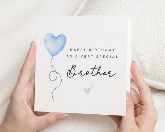 Birthday Card for Brother, Brother Birthday Card, Birthday Card for Him, Special Brother Birthday Card, Cute Blue Heart Balloon Card
