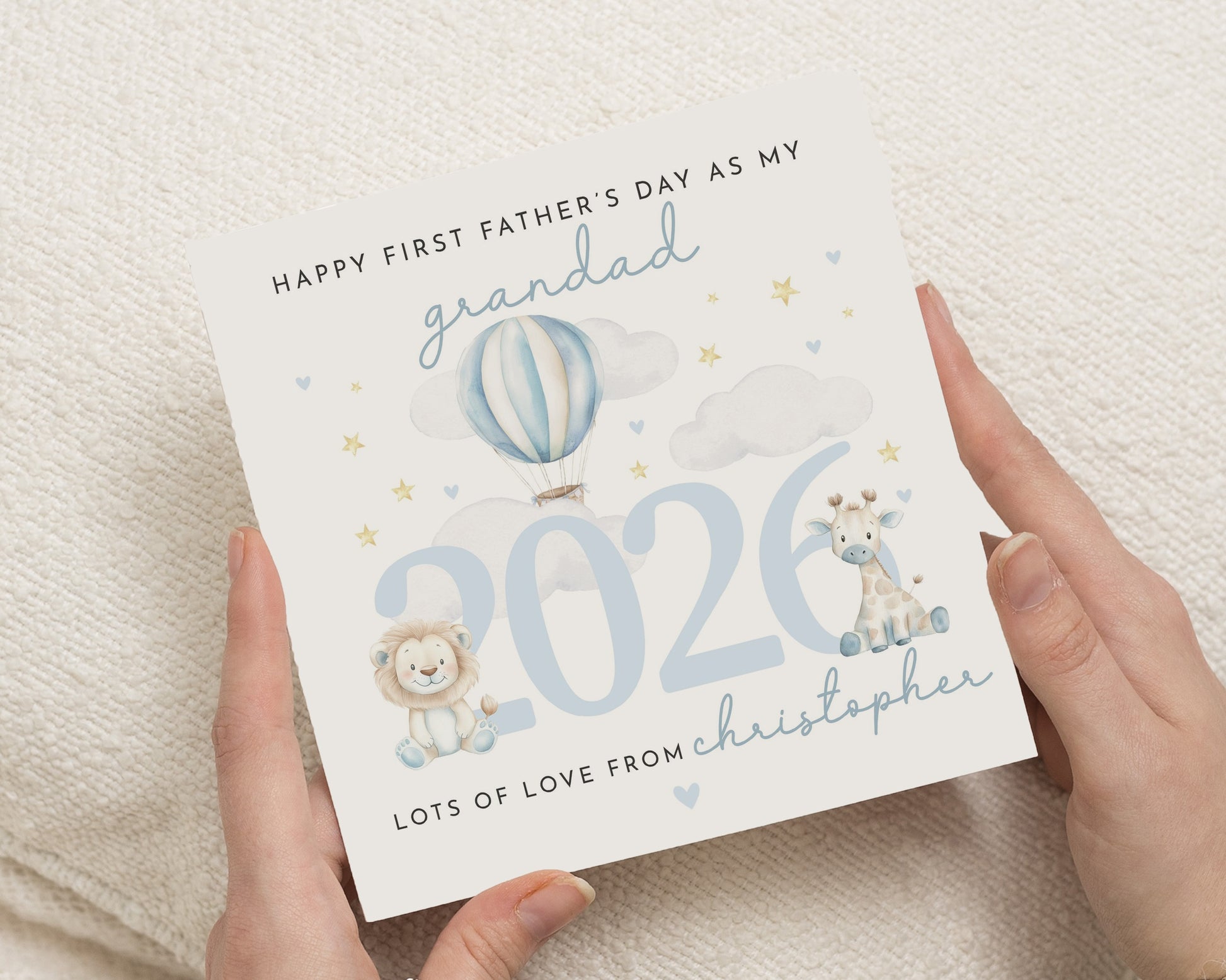 First Fathers Day Card for Grandad, Personalised Fathers Day Card, 2026 Fathers Day Card, Cute Animal Grandad Card, Custom Card for Him