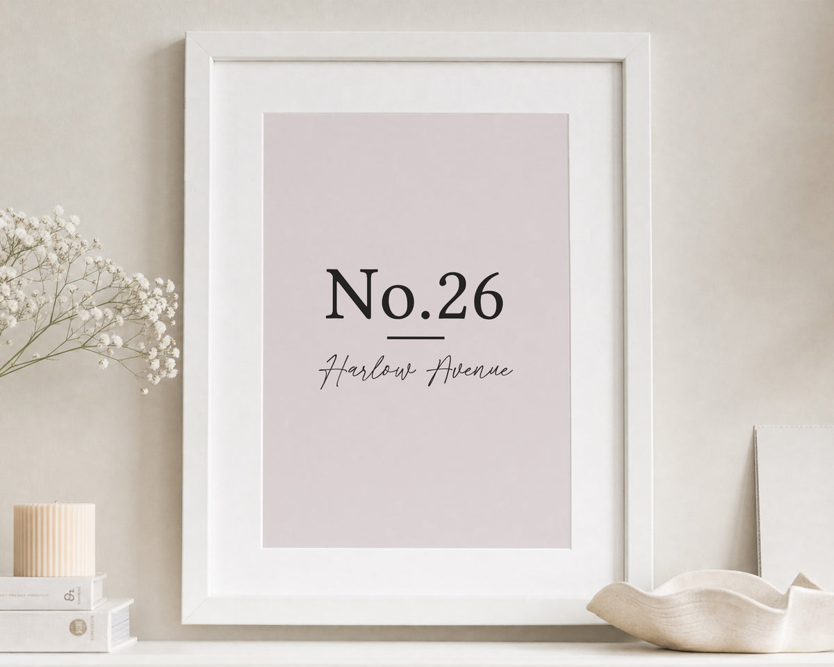 Personalised House Number Print, Pale Pink Wall Art, Custom Address Print, New Home Gift, House Warming Gift, Hallway Art