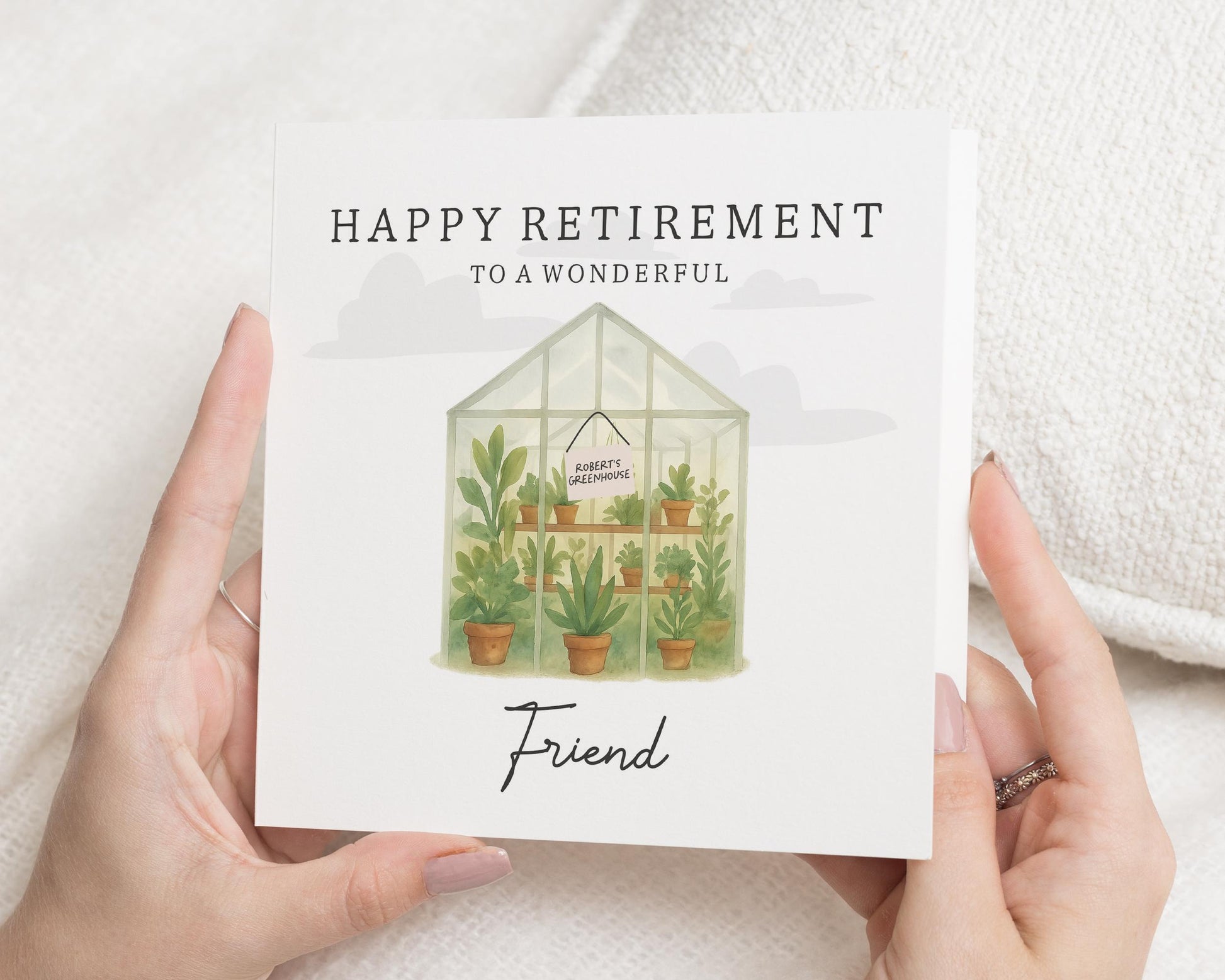 Retirement Card for Friend, Happy Retirement Card, Retirement Card for Her, Retirement Card for Him, Greenhouse Retirement Card