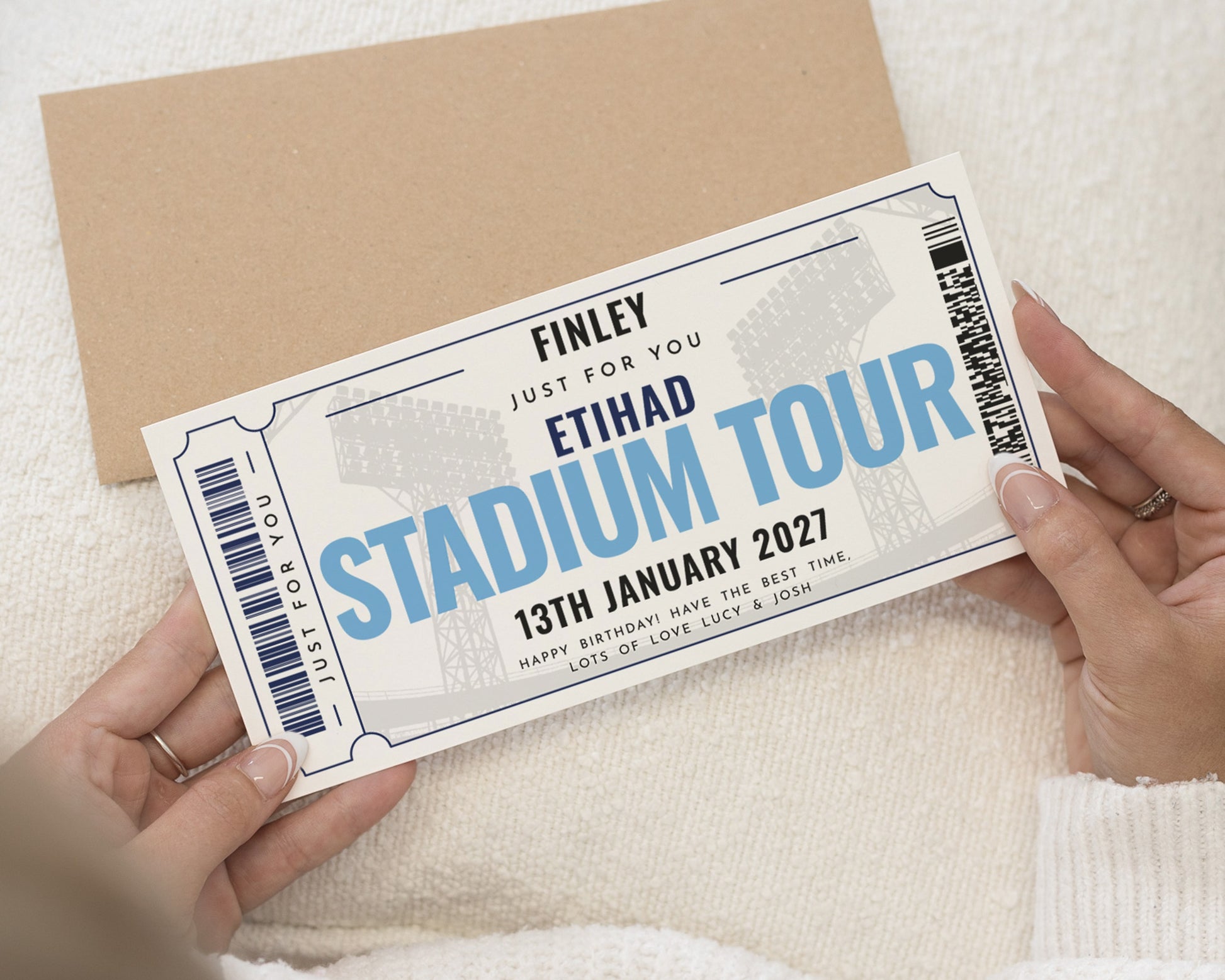 Personalised Stadium Tour Gift Voucher, Etihad Tour Ticket, Birthday Gift for Him, Custom Experience Voucher