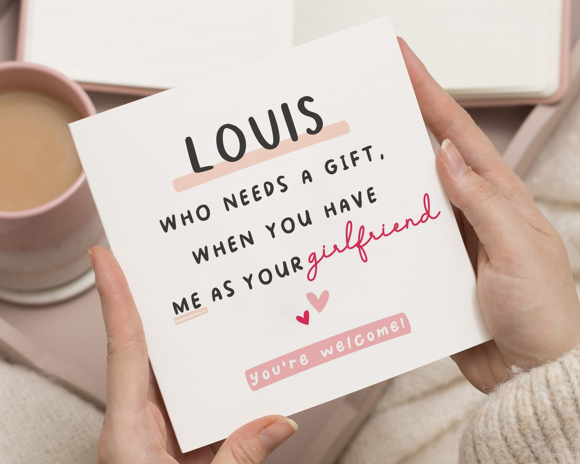 Birthday Card for Boyfriend, Personalised Girlfriend Card, Funny Birthday Card for Him, Custom Name Card, Cute Gift for Boyfriend