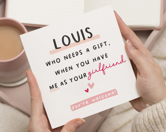 Birthday Card for Boyfriend, Personalised Girlfriend Card, Funny Birthday Card for Him, Custom Name Card, Cute Gift for Boyfriend