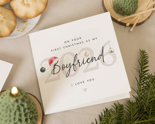 First Christmas Card for Boyfriend 2026, Boyfriend Christmas Card, Romantic Christmas Card for Him, 1st Christmas Card for Partner