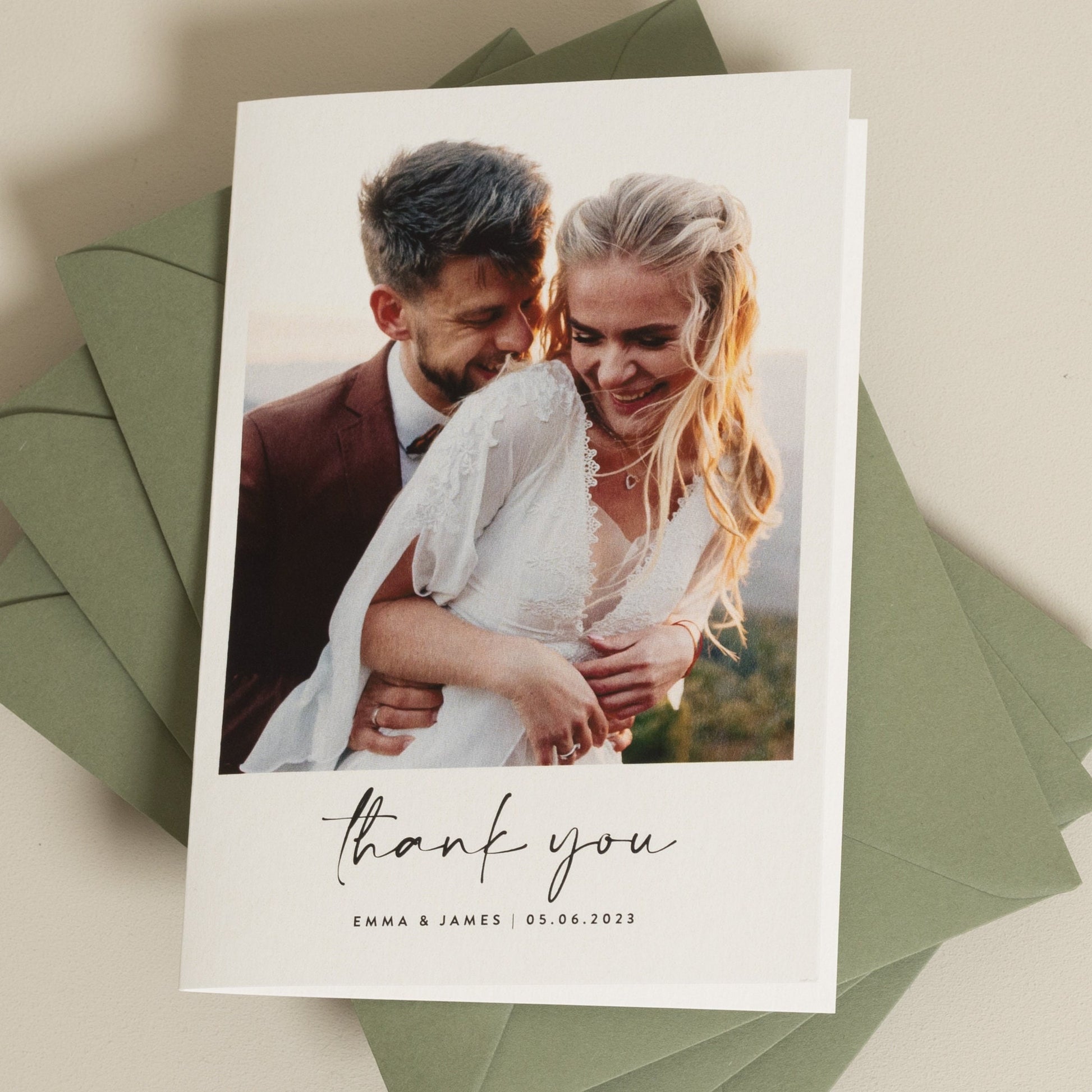 Wedding Thank You Cards, Thank You Wedding Pack, Simple Thank You Card, Wedding Thank You Cards With Photo, Thank You With Envelopes