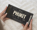 Personalised Holiday Reveal Ticket, Phuket Gift Voucher for Mum, Scratch to Reveal, Birthday Surprise, Gold Foil, Travel Gift