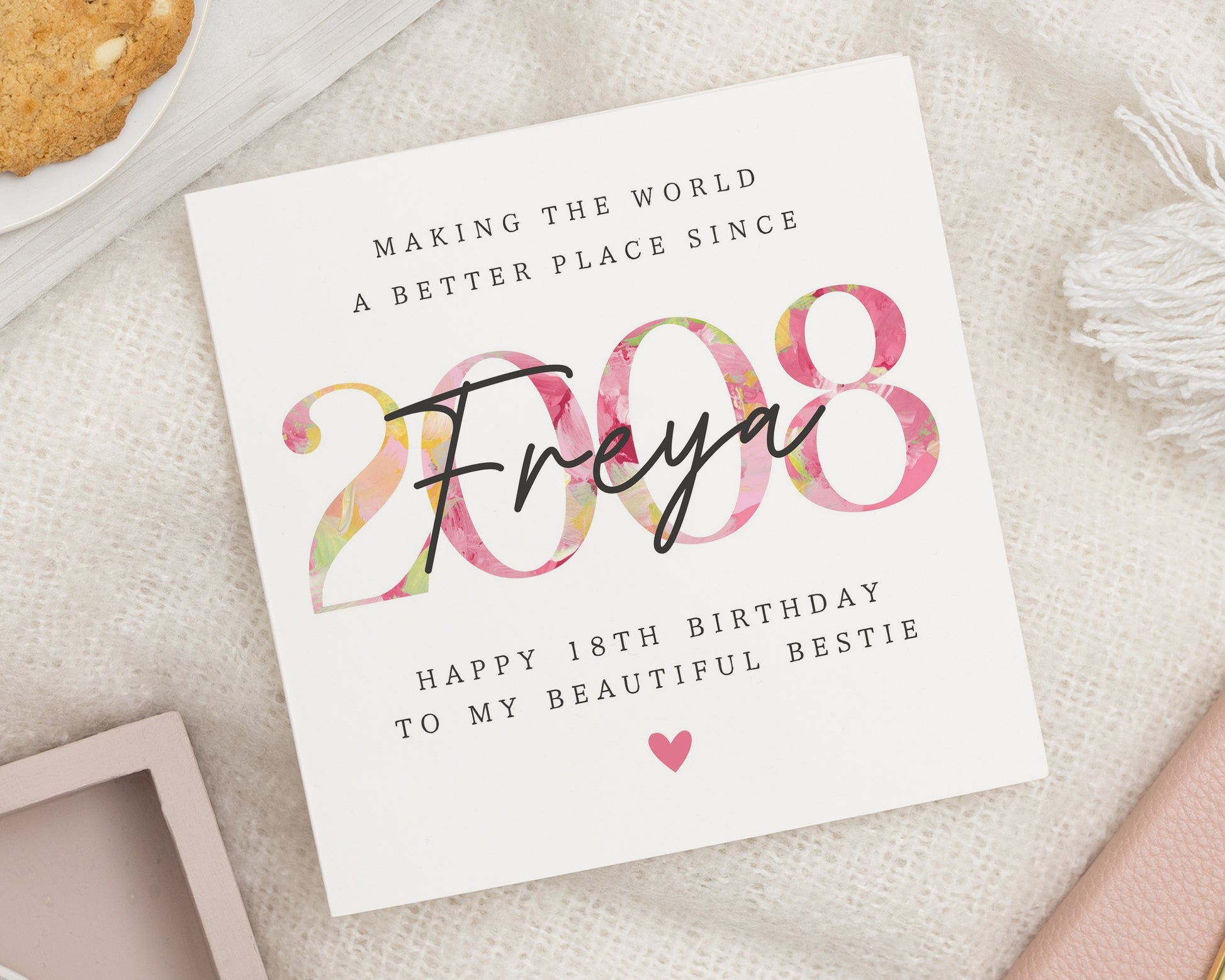18th Birthday Card for Best Friend, Personalised Birthday Card for Her, Birthday Card for Daughter, Custom Name Birthday Card