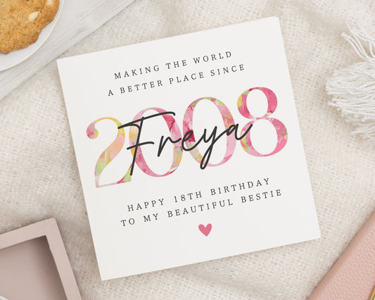 18th Birthday Card for Best Friend, Personalised Birthday Card for Her, Birthday Card for Daughter, Custom Name Birthday Card