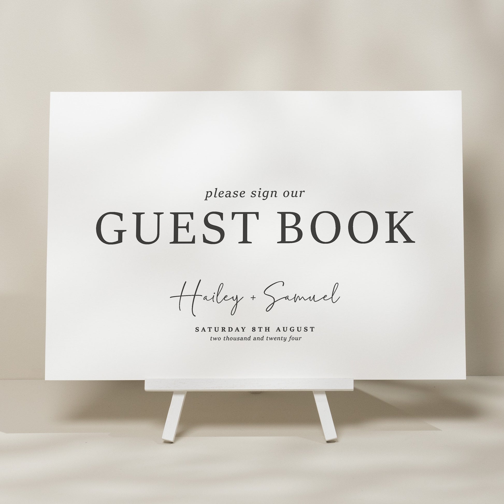 Simple Modern Wedding Guest Book Sign, Wedding Sign For Guest Book, Simple Wedding Sign Our Guest Book, Wedding Signage &#39;Hailey&#39;