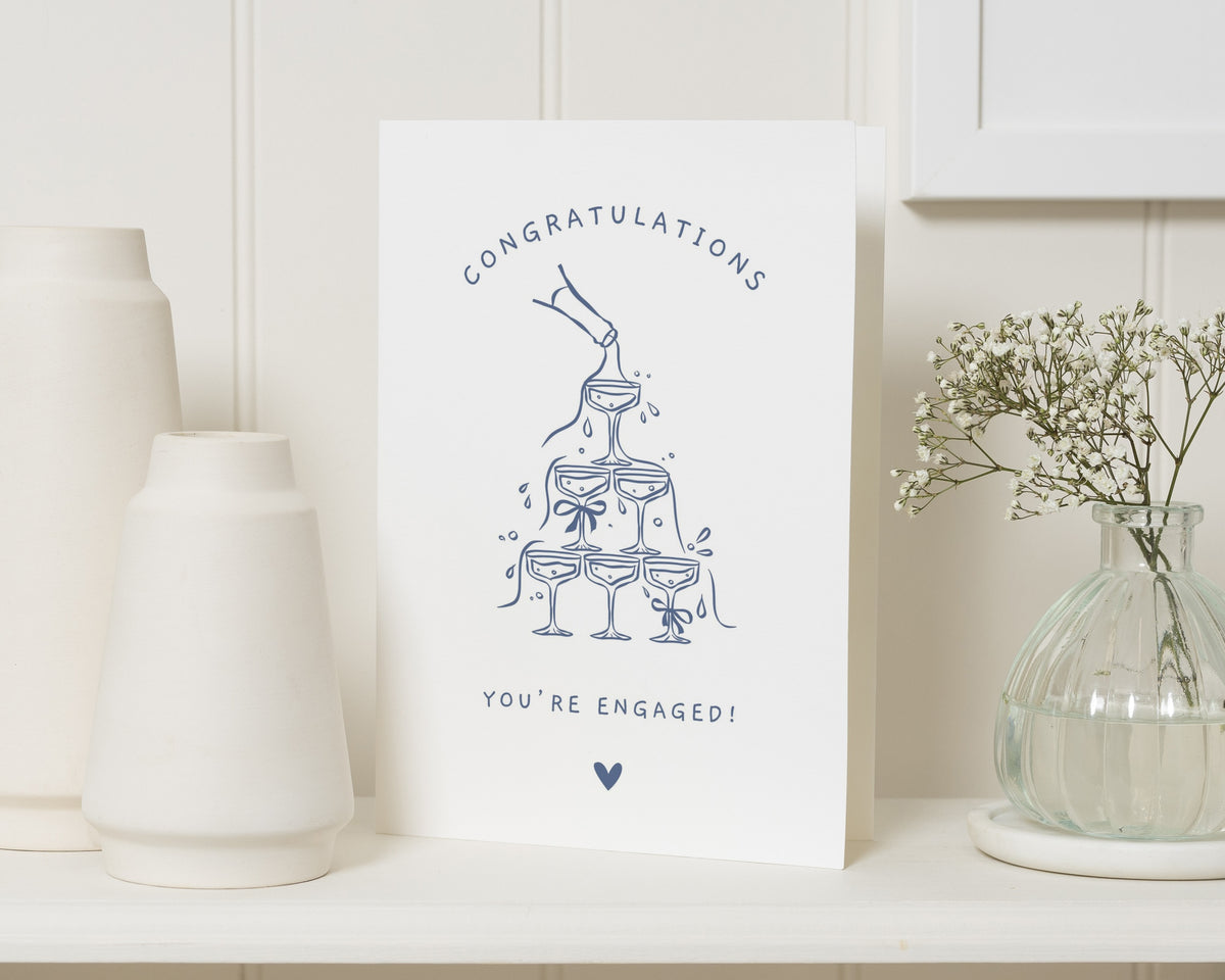 Engagement Card, Congratulations You're Engaged Card, Engagement Congratulations Card, Wedding Proposal Card, Champagne Card for Couple