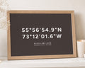 Personalised Coordinates Print, Dark Brown Wall Art, Custom Location Print, Wedding Gift for Couple, Anniversary Gift