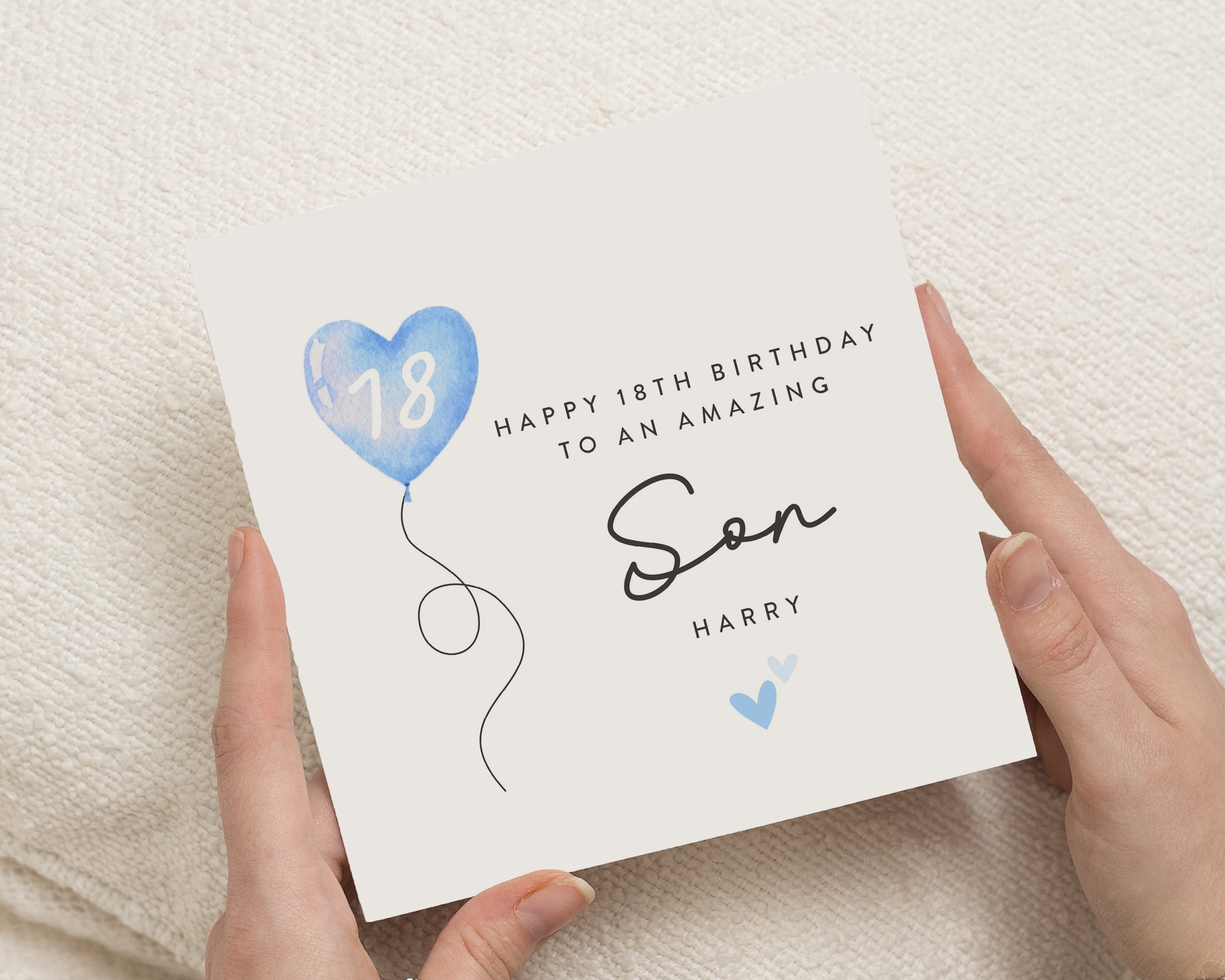 18th Birthday Card for Son, Son 18th Birthday Card, Personalised Birthday Card for Him, 18th Birthday Cards, Blue Balloon Card