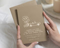 Taupe Wedding Invitations, Illustrated Wedding Car Invites, Rustic Personalised Wedding Invitation, Cute Wedding Stationery