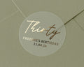 Thirty Birthday Sticker, Personalised Birthday Sticker, Gold Foil Birthday Label, Custom Birthday Party Sticker, Birthday Envelope Seal