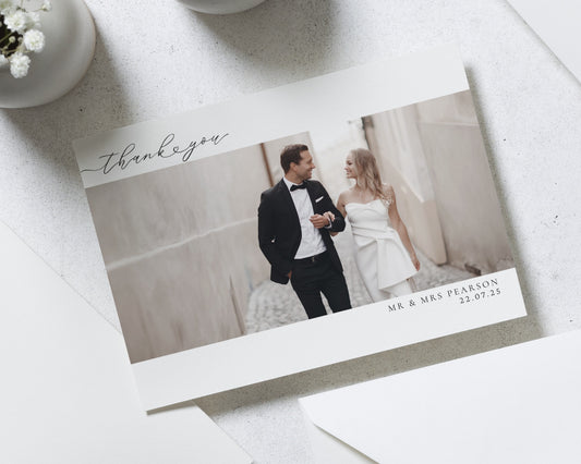 Personalised Wedding Thank You Card, Photo Wedding Thank You Card, Simple Wedding Thank You Cards